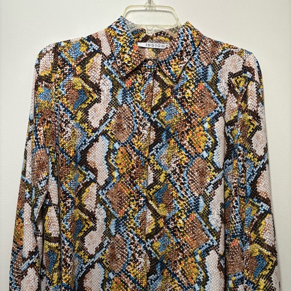Insight Python Print Button Up Tunic Top Size S - Picture 5 of 11